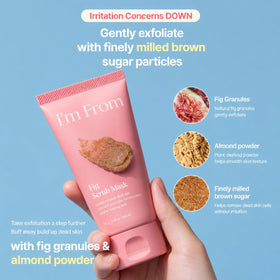 I'm from close-up of mask texture highlighting soft brown sugar particles