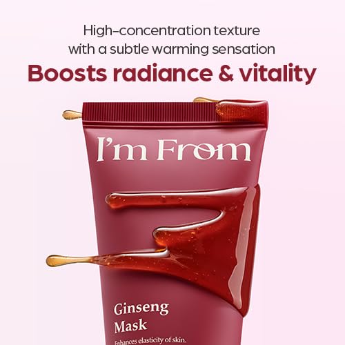I'm From ginseng mask lid and label detail emphasizing ingredient clarity