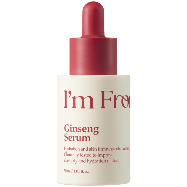 I’m From front packaging of ginseng serum showing bottle and benefits
