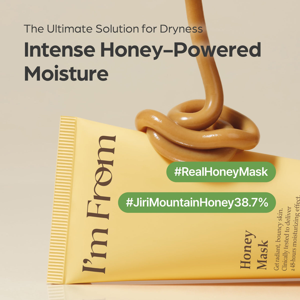 I'm from honey mask on hand demonstrating easy application and smooth spread