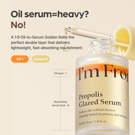 I'm From close-up of separated oil and water layers, shows dual-layer blending benefit