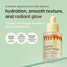 I'm From ingredient label close-up, highlights honey and propolis content benefit
