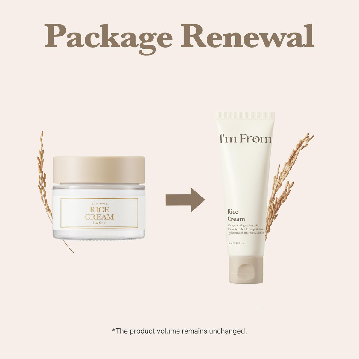 I’m From rice cream smooth open texture demonstrating fast absorption benefit