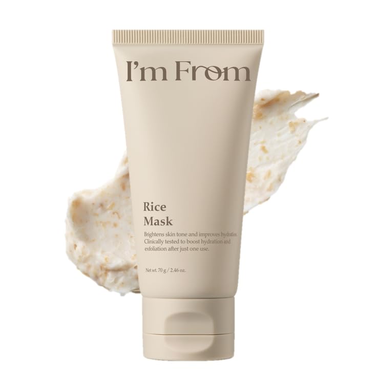 I'm From rice mask front packaging showing product identity and gentle exfoliation benefit