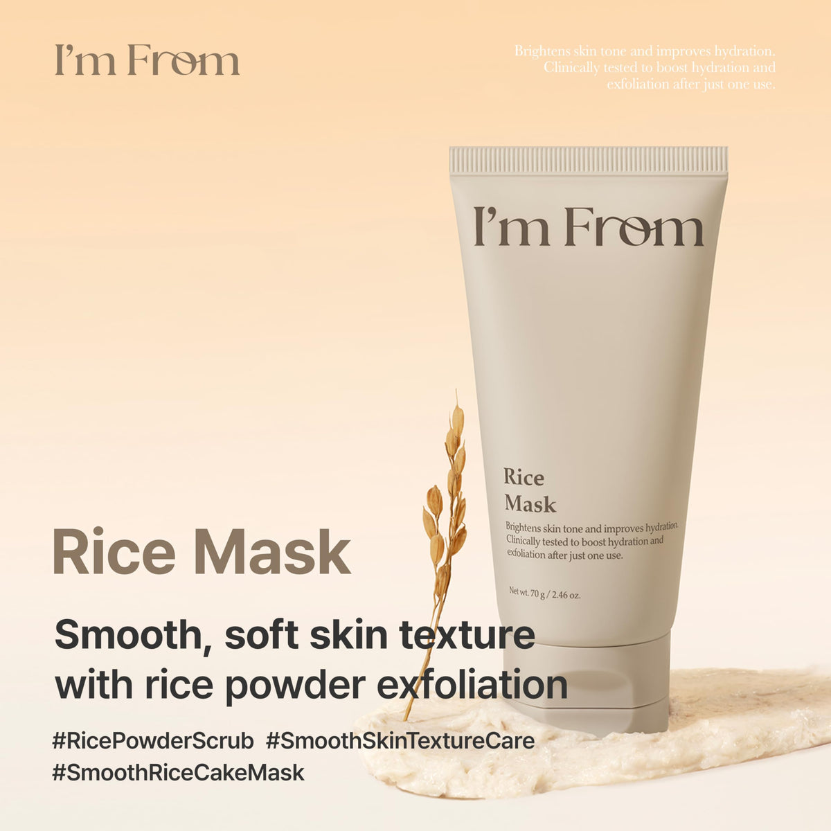 I'm From rice mask rice powder close-up highlighting fine grains for mild removal of dead skin
