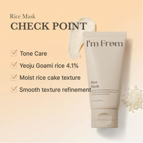 I'm From rice mask rinsing off with water illustrating easy removal and hydrated finish