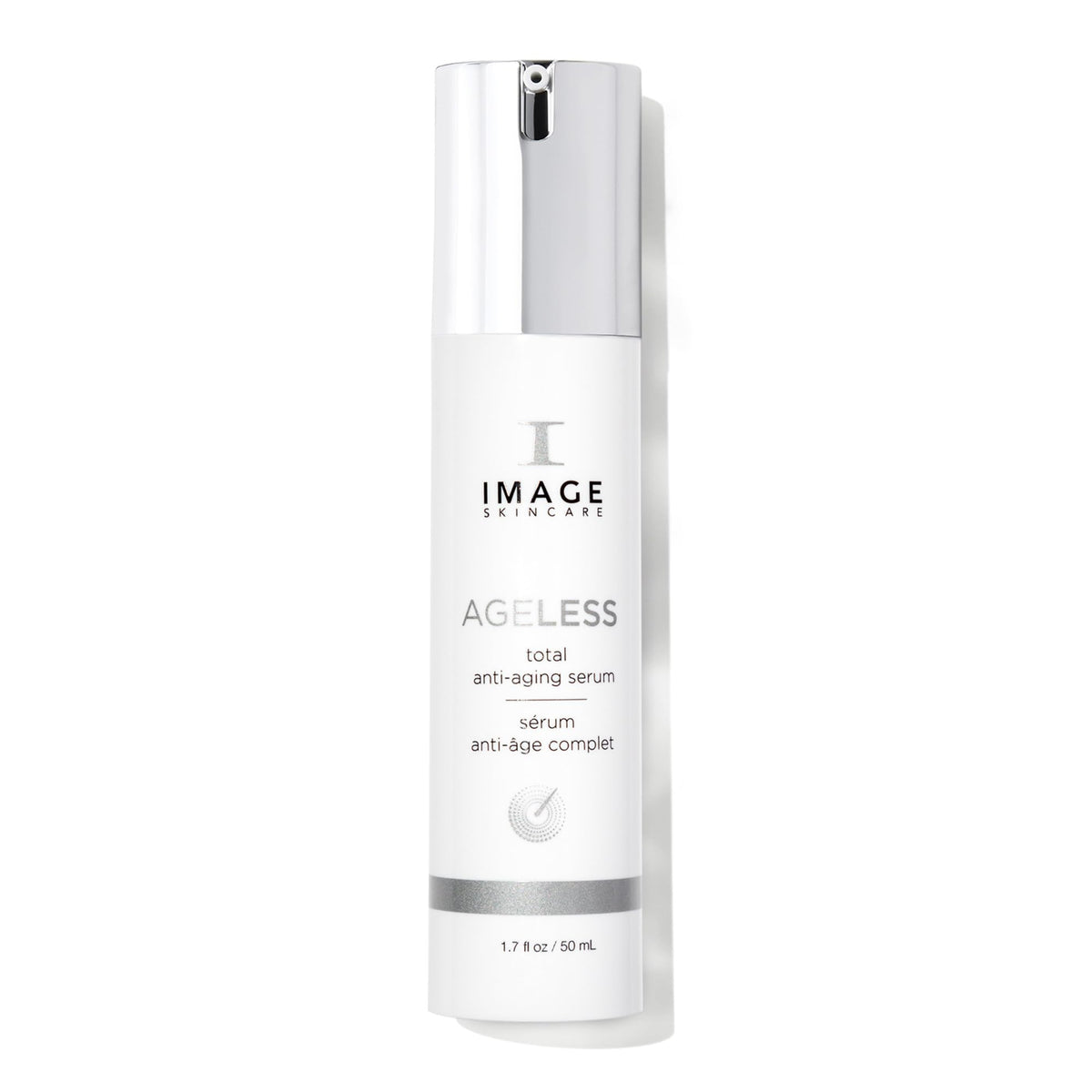 IMAGE Skincare AGELESS Total Serum front bottle showing sleek packaging and product benefit