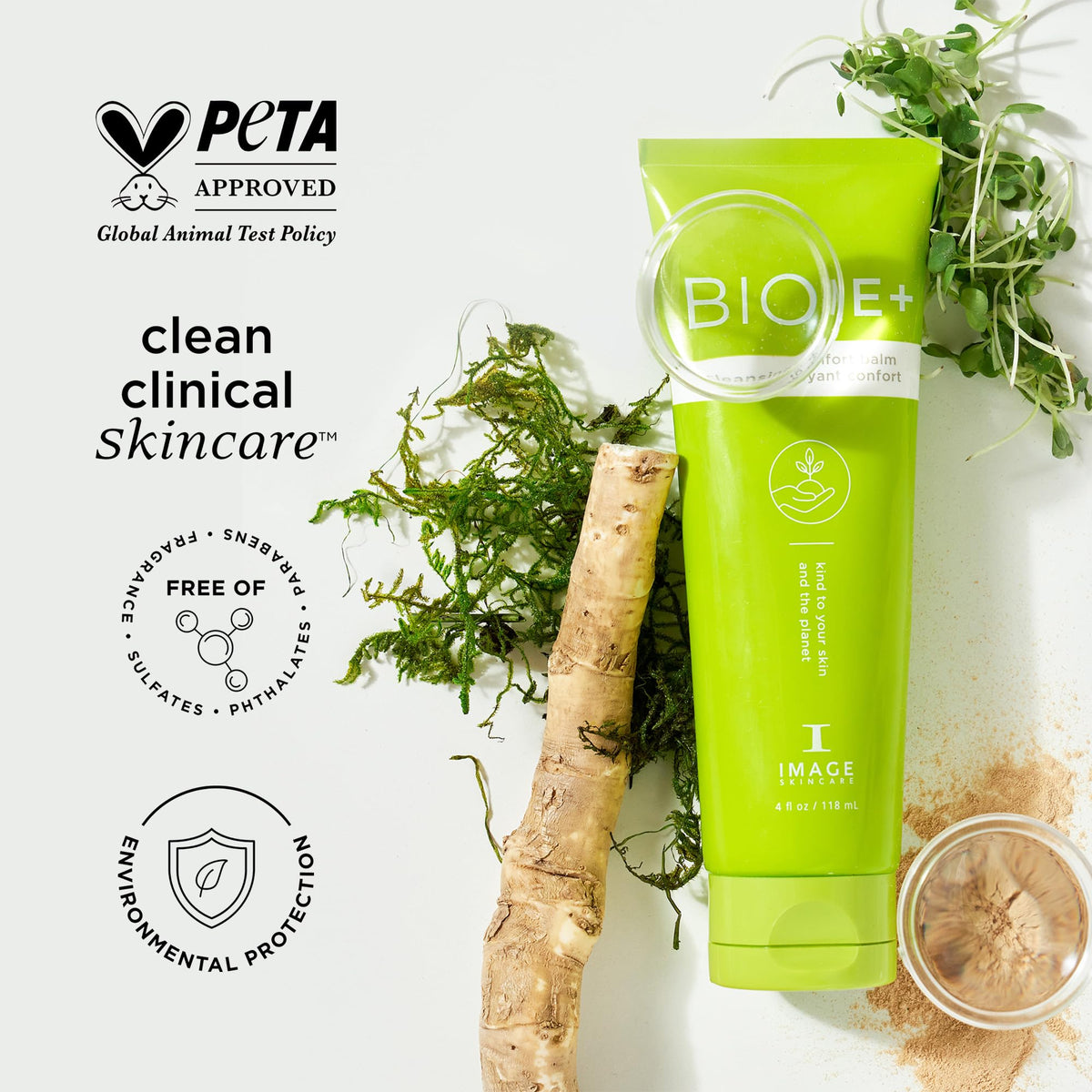 IMAGE Skincare ingredients display highlighting sugarcane squalane benefit