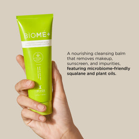 IMAGE Skincare balm on hand demonstrating easy-melt removal benefit