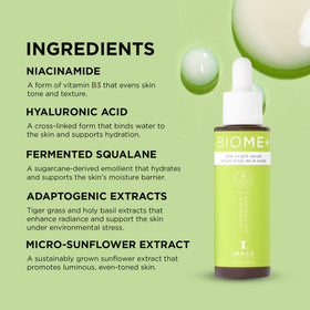 IMAGE Skincare bottle held in hand for size comparison and travel-friendly convenience