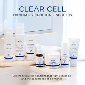 IMAGE Skincare in bathroom routine beside towel for daily use