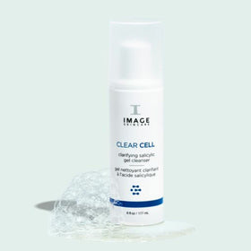 IMAGE Skincare CLEAR CELL next to ruler illustrating true 6 fl oz size