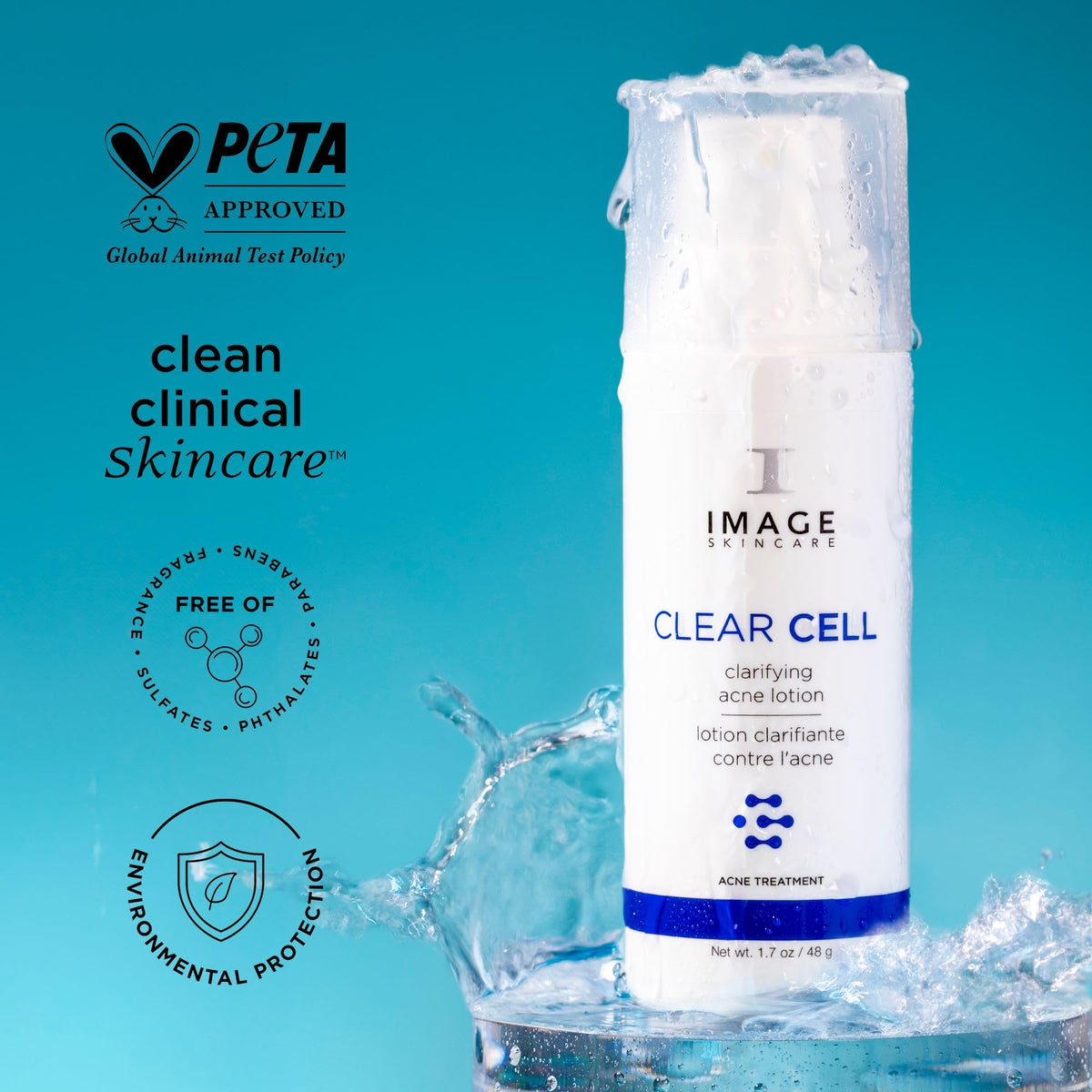 IMAGE Skincare 1.7 oz bottle next to a coin for size comparison
