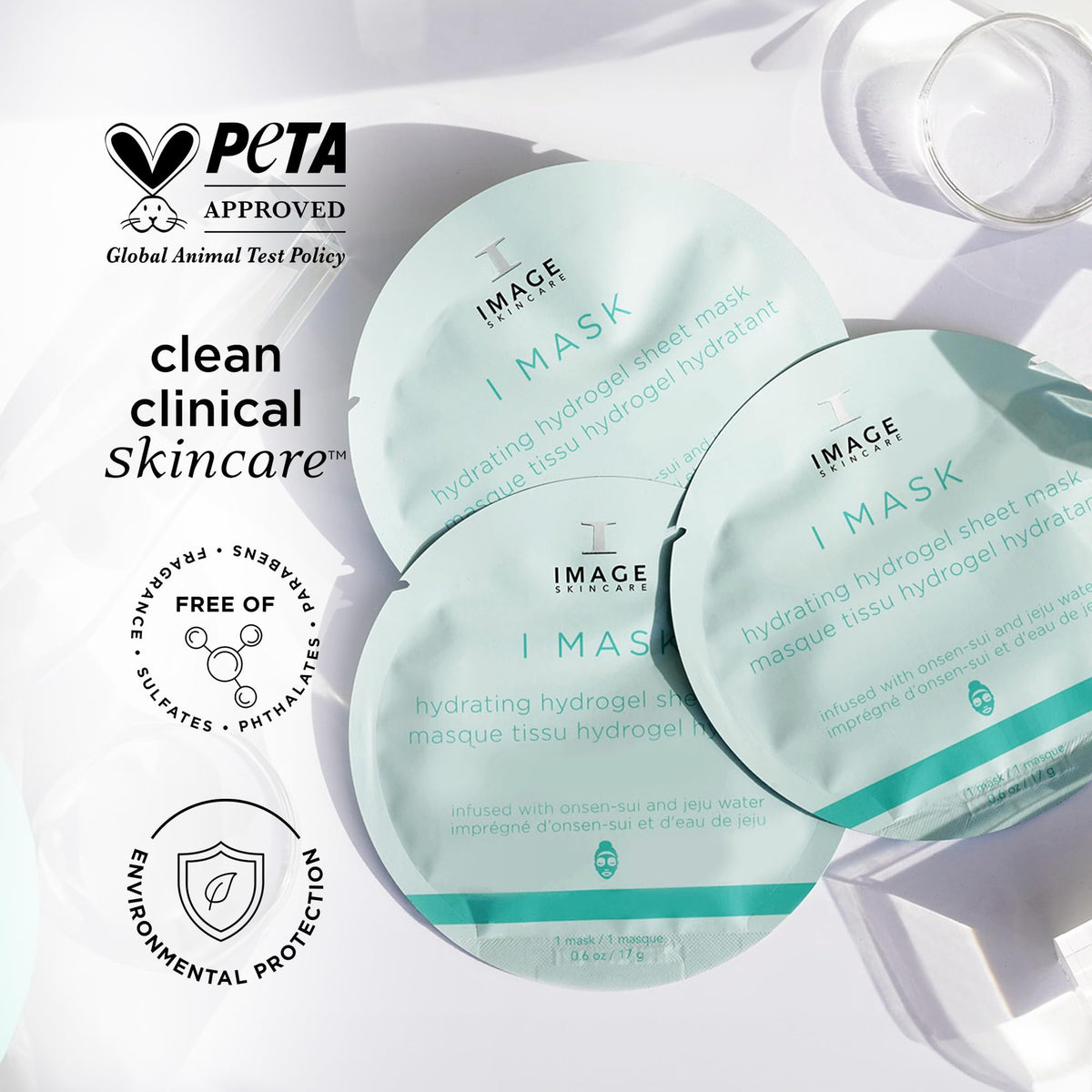 IMAGE Skincare five individual sheets laid flat, hygienic single-use benefit