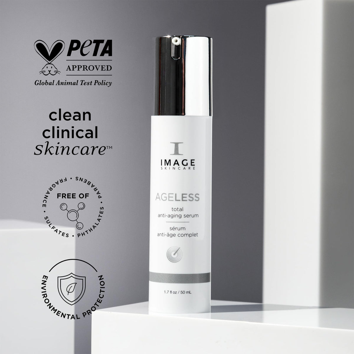 IMAGE Skincare ingredients label detail showing peptides, AHAs, and vitamin C benefits