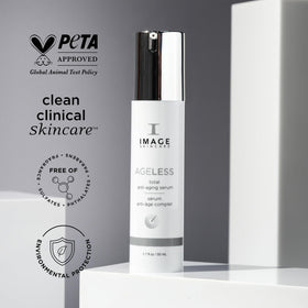 IMAGE Skincare ingredients label detail showing peptides, AHAs, and vitamin C benefits