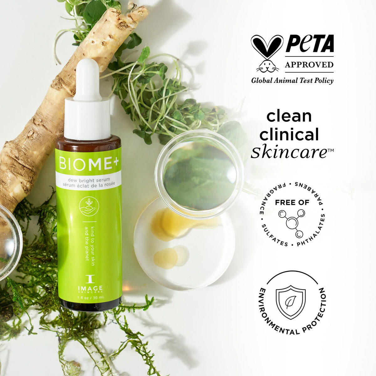 IMAGE Skincare label closeup listing key ingredients and sustainability benefits