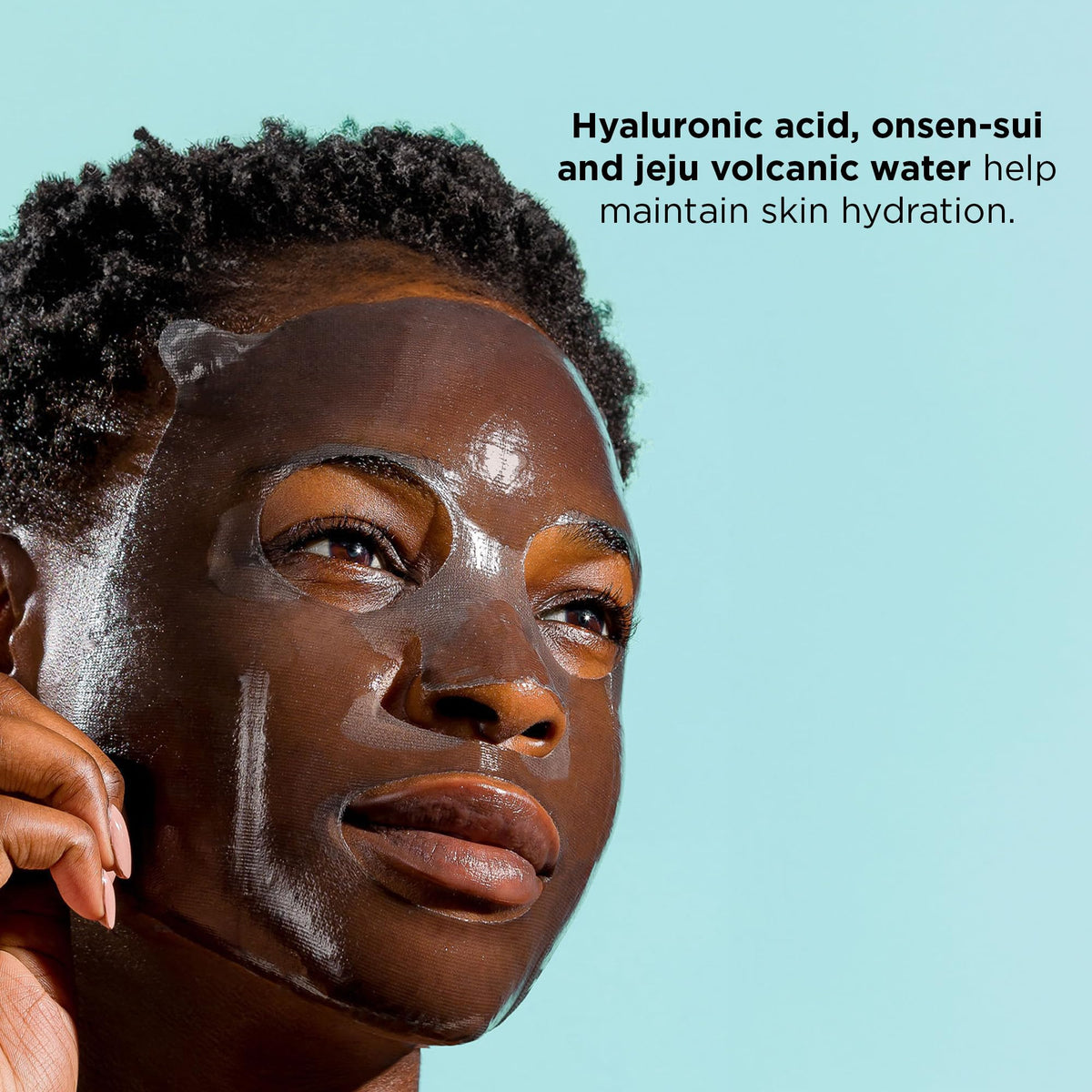 IMAGE Skincare mask applied on model face, contours for even hydration