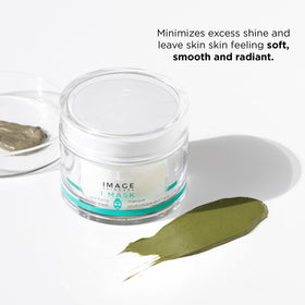 IMAGE Skincare mask being applied to cheek demonstrating even coverage and refinement