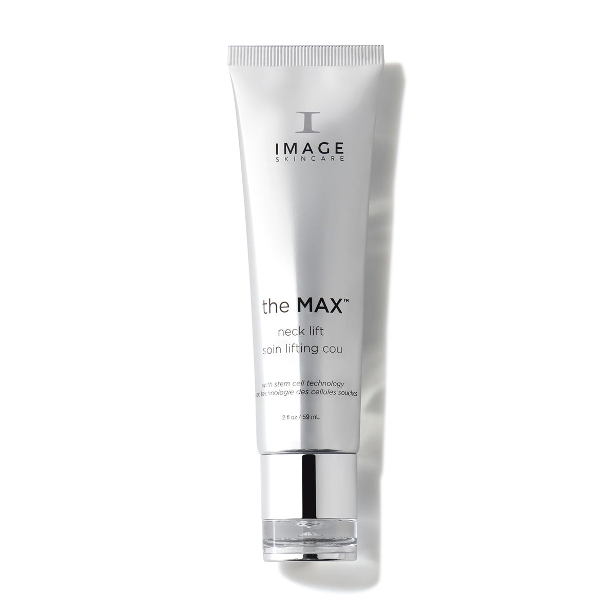 IMAGE Skincare MAX Neck Lift jar front view showing packaging and size benefit