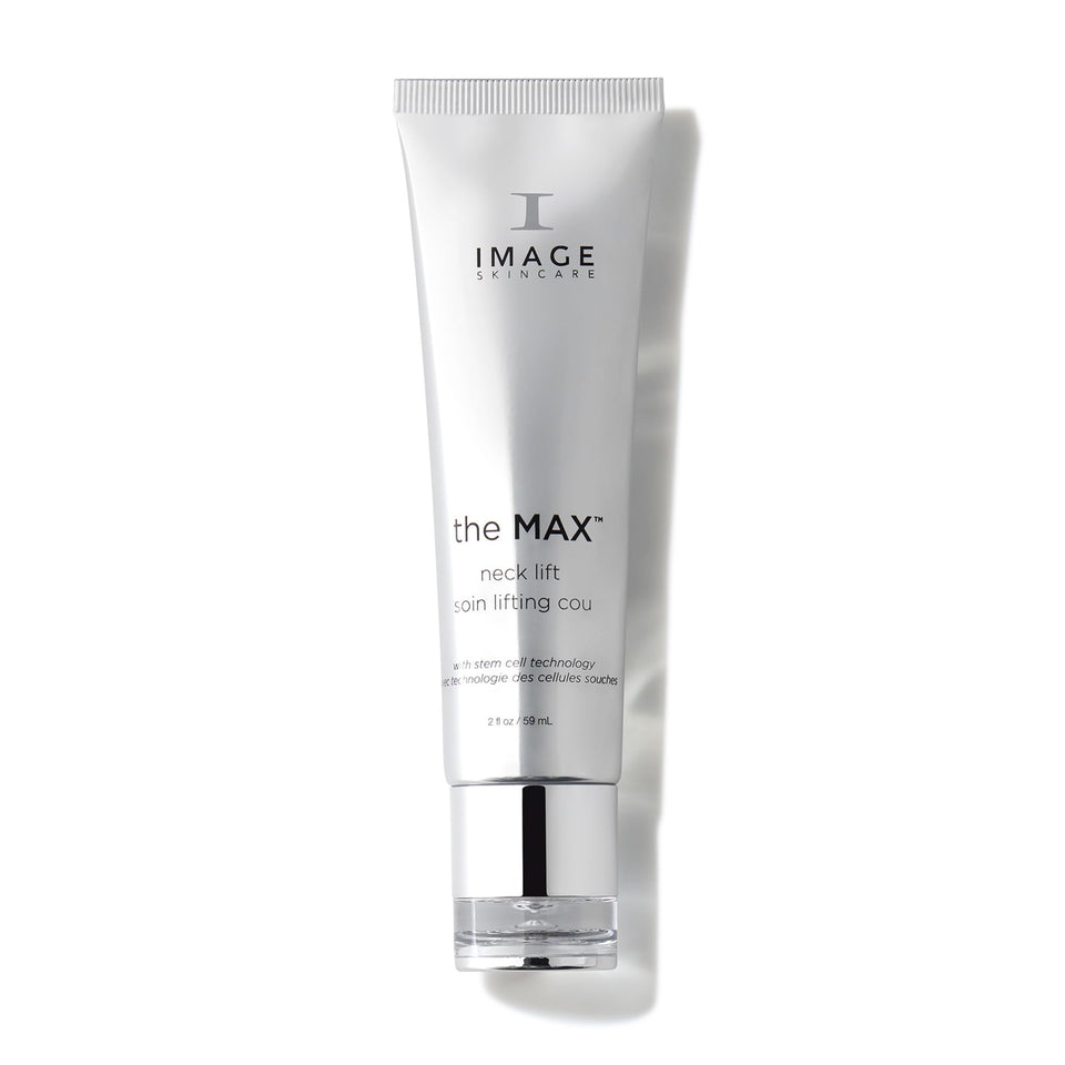 IMAGE Skincare MAX Neck Lift jar front view showing packaging and size benefit