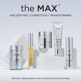 IMAGE Skincare MAX Neck Lift on bathroom counter as part of daily routine