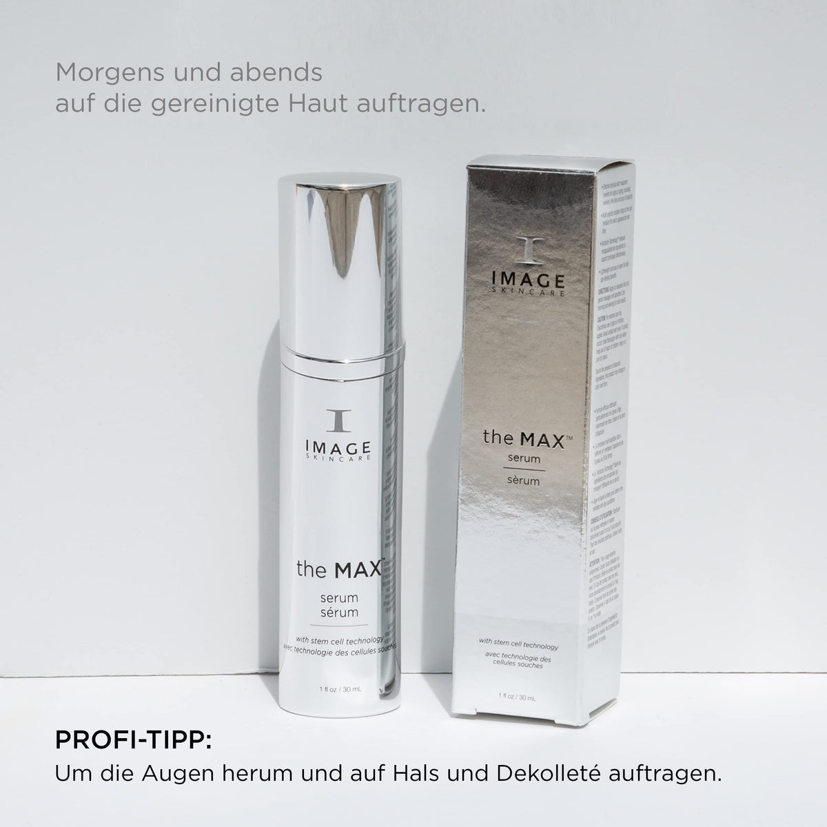 IMAGE Skincare MAX Serum applied on hand, smooth absorption and immediate plumping benefit