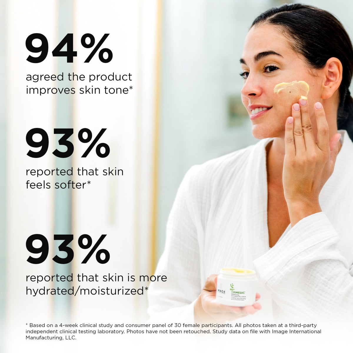 IMAGE Skincare ORMEDIC Biopeptide Crème ingredients display with butters and oils benefit