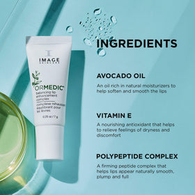 IMAGE Skincare tube next to coin for size comparison and convenient pocket-ready benefit