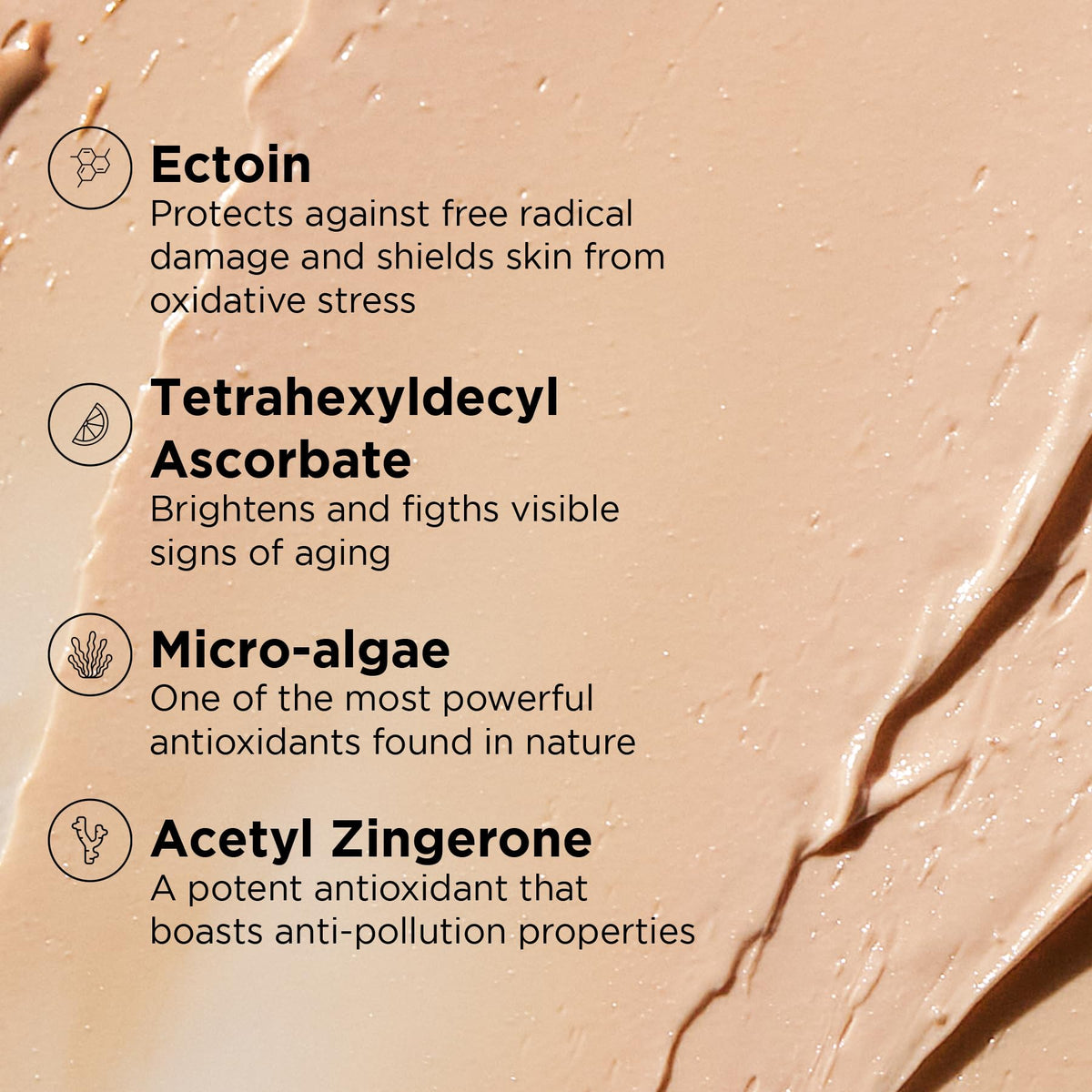 Ingredient visualization for IMAGE Skincare showing zinc oxide and antioxidant components