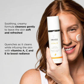 IMAGE Skincare creamy cleanser texture on hand demonstrating hydration