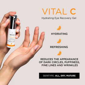 IMAGE Skincare close-up pump nozzle of Vital C Eye Gel for precise application