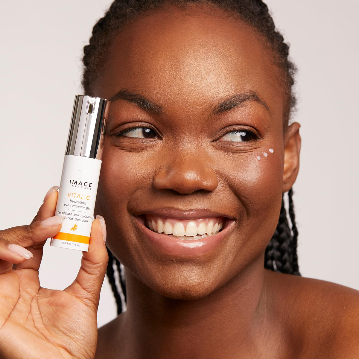 IMAGE Skincare creamy-gel texture of Vital C Eye Gel showing lightweight hydration