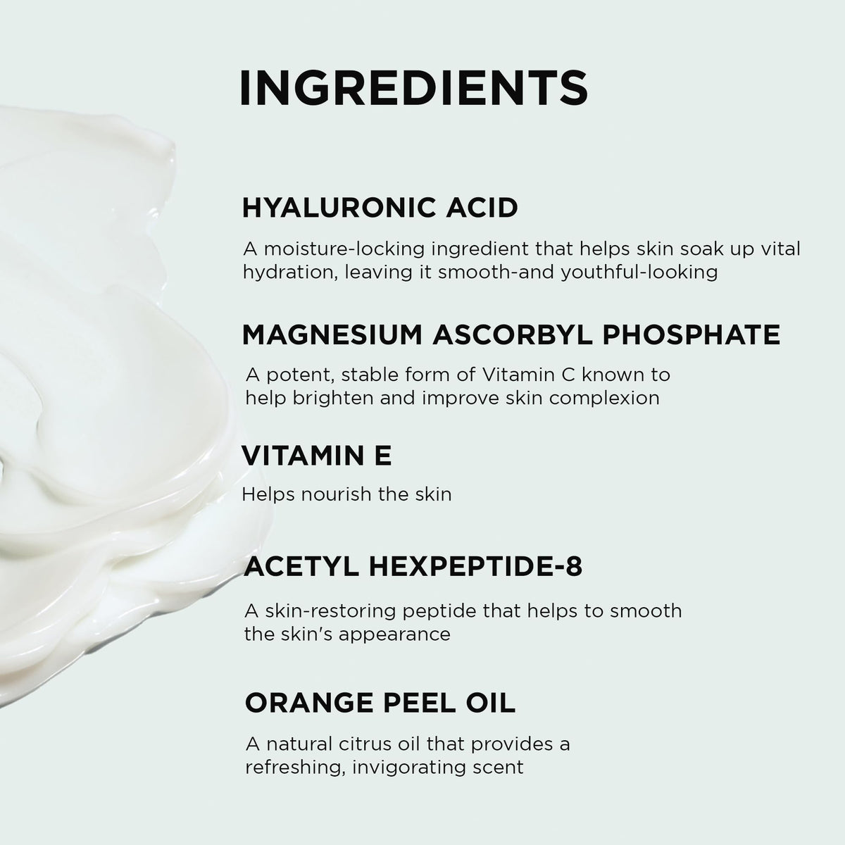 IMAGE Skincare ingredients flatlay showing vitamin C and hyaluronic support