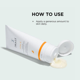 IMAGE Skincare ingredient label close-up showing vitamin C and hyaluronic acid