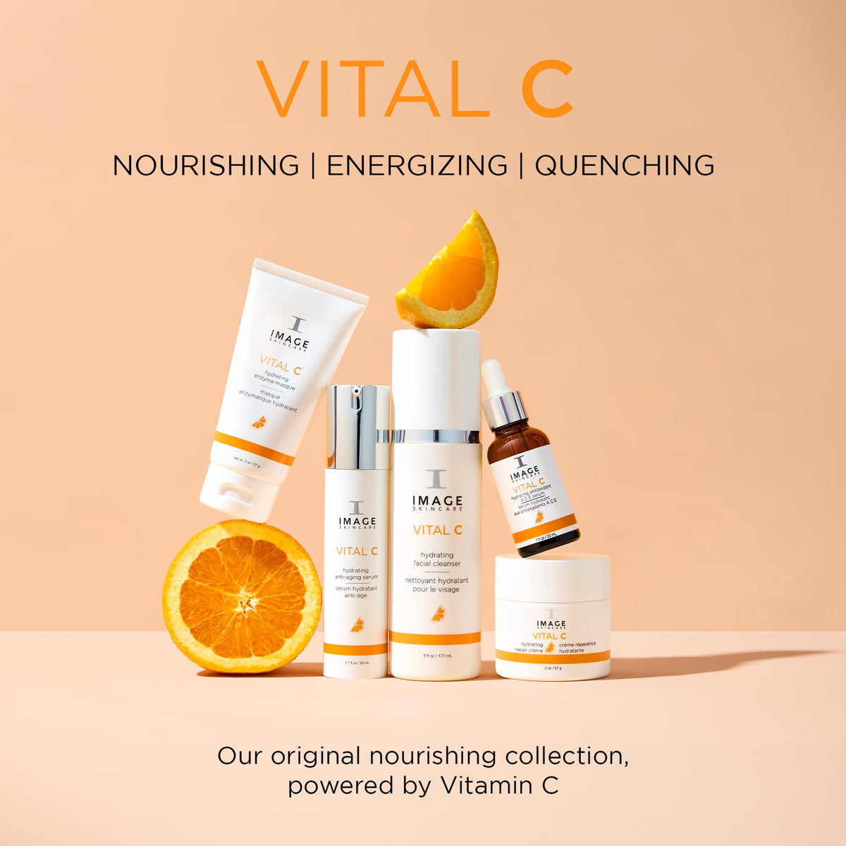 IMAGE Skincare on bathroom counter styled for morning routine convenience