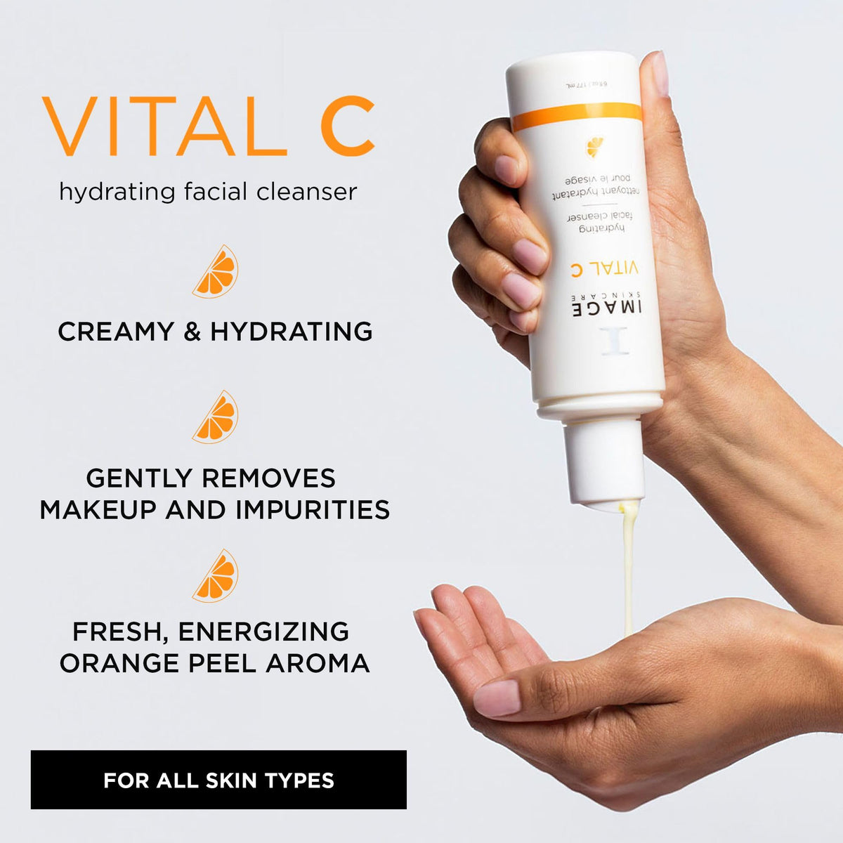 IMAGE Skincare pump close-up delivering controlled amount for less waste