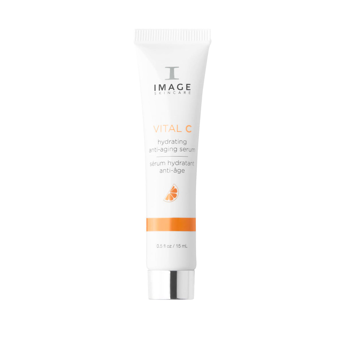 IMAGE Skincare VITAL C sample bottle front view showing brightening serum benefits
