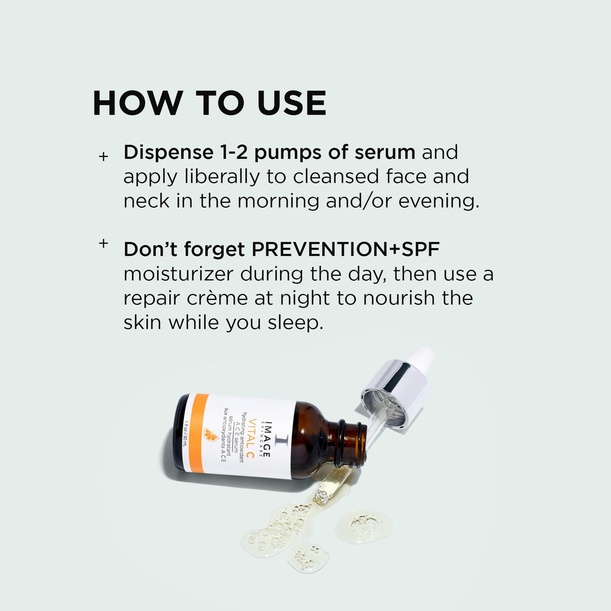 IMAGE Skincare hand applying serum demonstrating easy absorption benefit