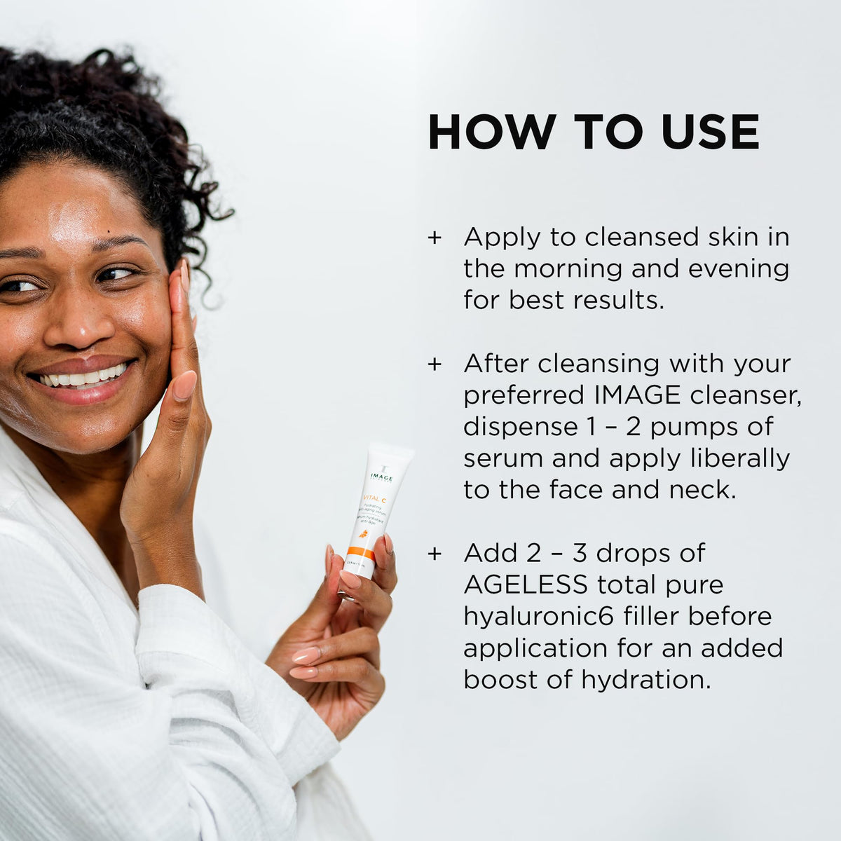 IMAGE Skincare serum applied on hand showing quick absorption and plumping effect