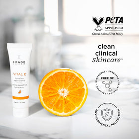 IMAGE Skincare VITAL C discovery size with travel items showing portability benefit