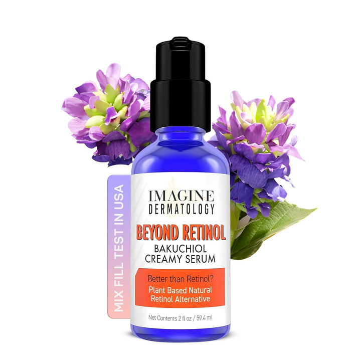 Imagine Dermatology front bottle view in blue glass showing premium packaging and protection