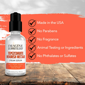 Imagine Dermatology ingredient bottle with mimosa bark indicating botanical tradition benefit