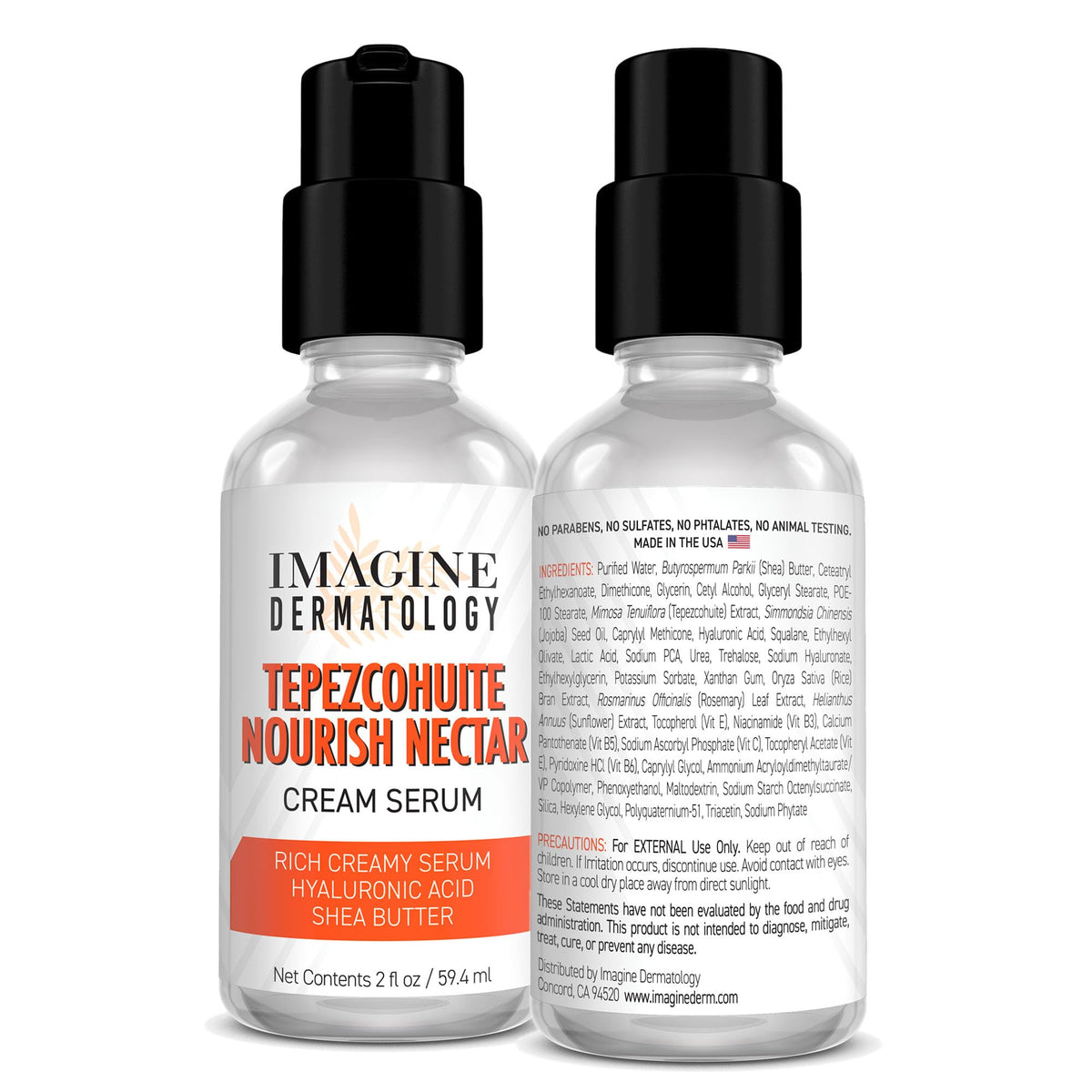 Imagine Dermatology texture close-up of cream-serum showing lightweight absorbency benefit