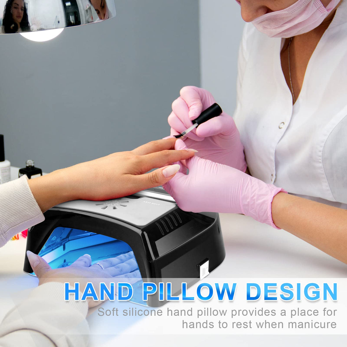 IMENE in-salon lifestyle photo showing cordless setup and tidy workspace benefit