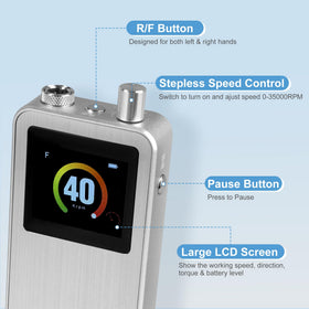 IMENE handpiece cordless action removing acrylic to show powerful reliable torque