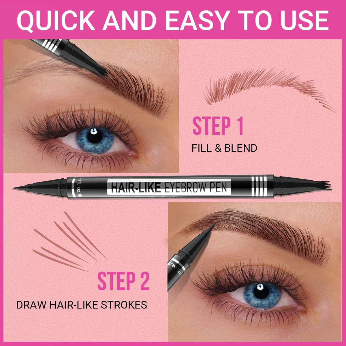 iMethod before and after brows demonstrating natural fuller-looking results