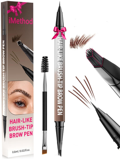 iMethod eyebrow pen front view showing dual-ended design and packaging benefit