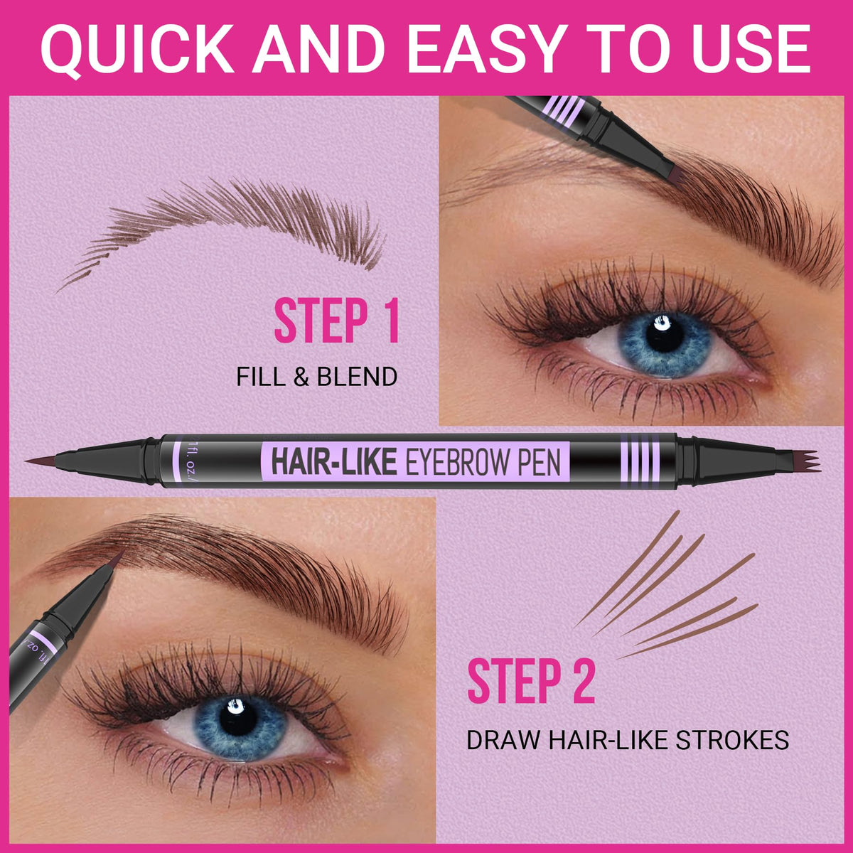 iMethod eyebrow pen in makeup bag illustrating travel-ready design and convenience