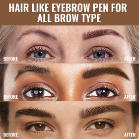 iMethod eyebrow pen held in hand for size comparison and travel-friendly convenience